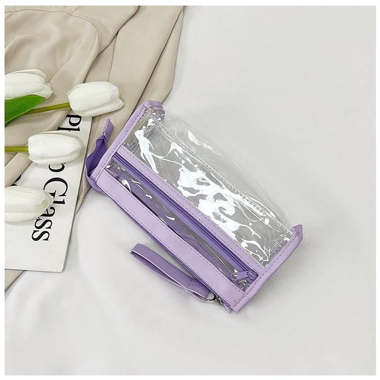 

Stylish Transparent Pvc Mini Handbag For Girls In Purple Black And White Colors Perfect For Travel фиолетовый