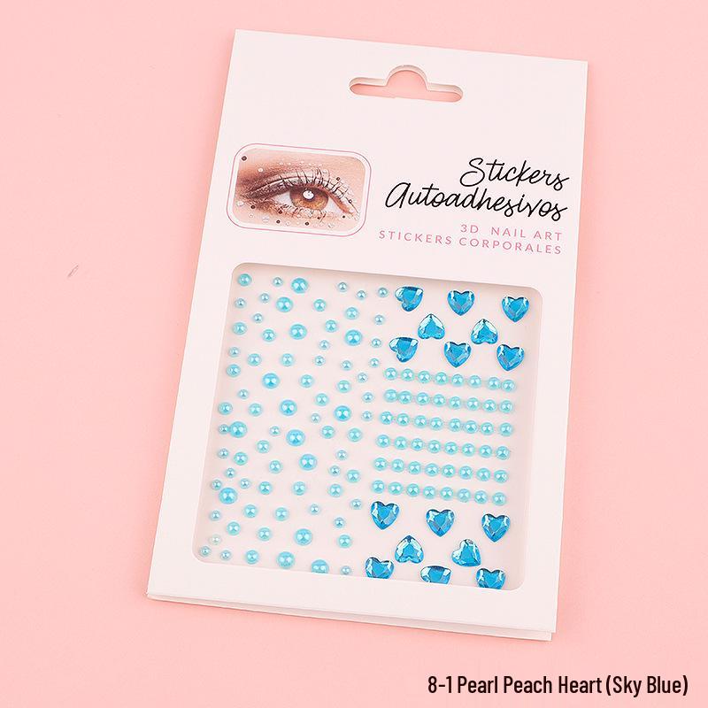 DIY Cross-Border Face, Eye, Brow, and Nail Decor Stickers with Pearls and Diamonds