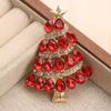 Full Rhinestones Rhinestone Brooch Enamel Christmas Crystal Pins Christmas Tree Brooch  Office