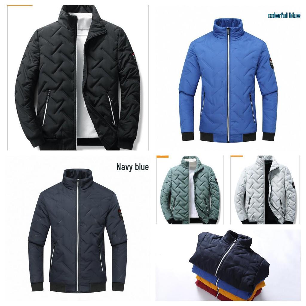 Men's Lightweight Autumn Winter Cotton Jacket - 2025 Trendy Stand Collar, Pearl Cotton Warm Top