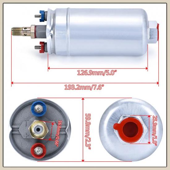 LZONE - TOP QUALITY External Fuel Pump 044 OEM:0580 254 044 Poulor 300lph Come with White Pack JR-FPB044