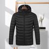 Men Heated Jacket Hooded Zip 3 Temperature Adjustable Quick Heating USB Rechargeable Body Warmer Solid Color Thickened Washable Winter