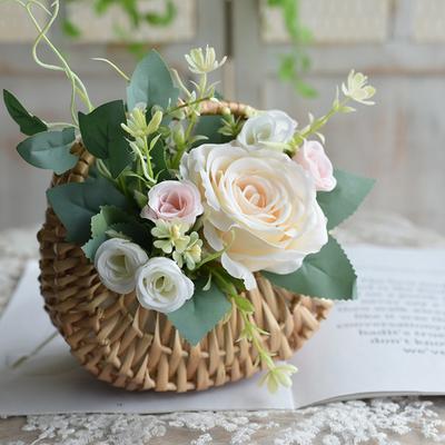 Panier de Mariage en Osier Tissé Panier d'Arrangement Floral avec Poignée Paniers Robustes pour Demoiselles d'Honneur Récipient Divers pour la Maison et le Pique-nique