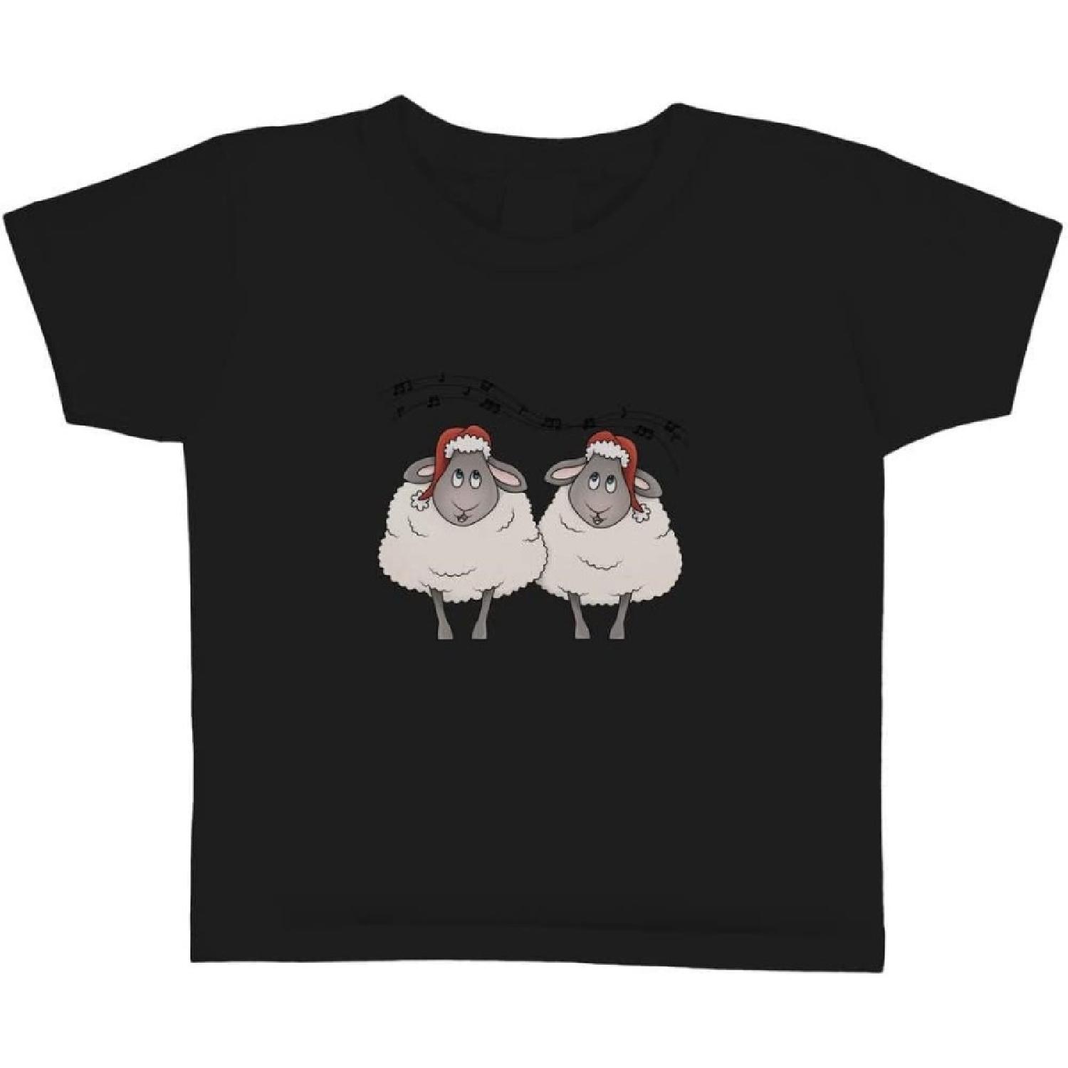 Azeeda 3-4 Years  Christmas Carol Sheep  Children s_Kid s T-Shirt (Black) (TS00245005) S