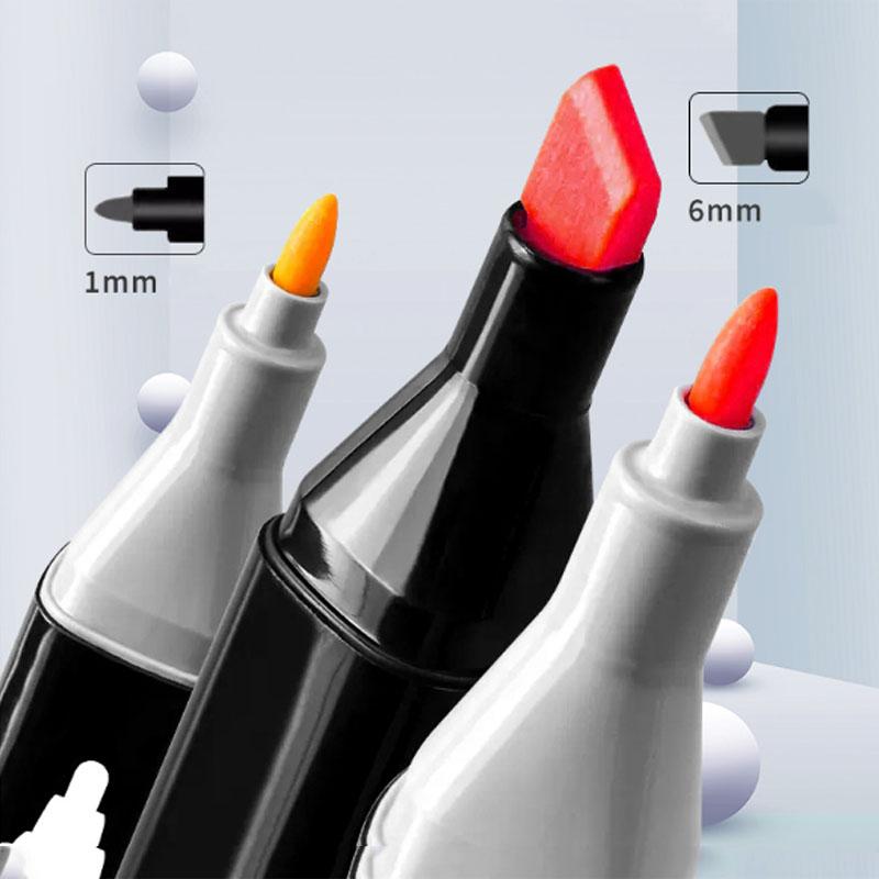 48/80 Colors Alcohol Based Marker Pen Set Dual Tip Double Head Black Barrel Drawing Painting for Kids School Supplies Design