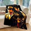 1PC Hat-wearing Figures Retro Style Print Adult Children Warm Blankets Home Travel Car Soft Comfortable Suitable for All Seasons