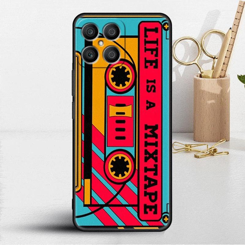 Mixtape Vintage Magnetic Tape Cassette Audio Case For Honor X8 X8a 90 X9a 8X 70 50 20 Magic5 Pro 9X P60 P50 Soft Phone Funda