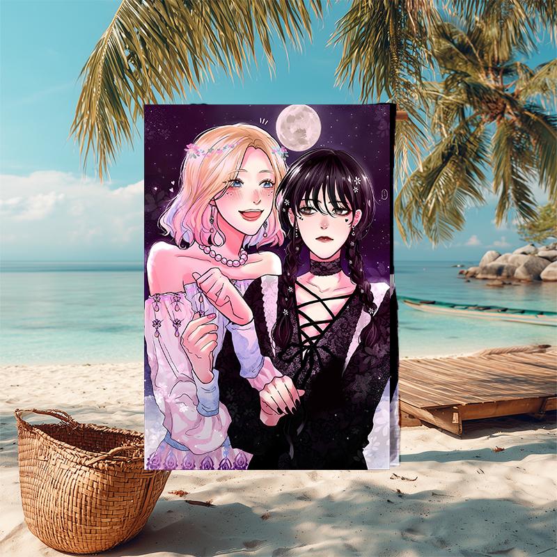 1pc Wednesday (7) Beach Towel, Comfortable and Thick, and Swimming/Bath/Picnic/Camping Towel, Suitable for Seaside Beaches