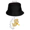 Kit de Disfraz Hip Hop de 4 Piezas Sombrero Bucket Gafas Cadena con Signo de Dólar Anillo Accesorios de Rapper Look Cool