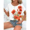 Sommer Rundhals 3D-Druck Blumenmuster Top Modische Lässige Kurzarm Damen T-Shirts