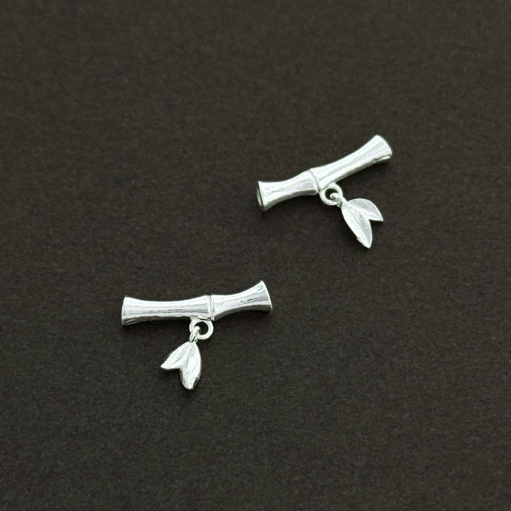 Sterling Silver 3D Bamboo Joint & Leaf Beading Accessories for DIY Bracelets and Necklaces
