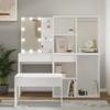 VidaXL Ensemble de Coiffeuse avec LED Table Cosmétique Coiffeuse de Maquillage Table à Bijoux Chambre à Coucher Blanc Bois 3114099