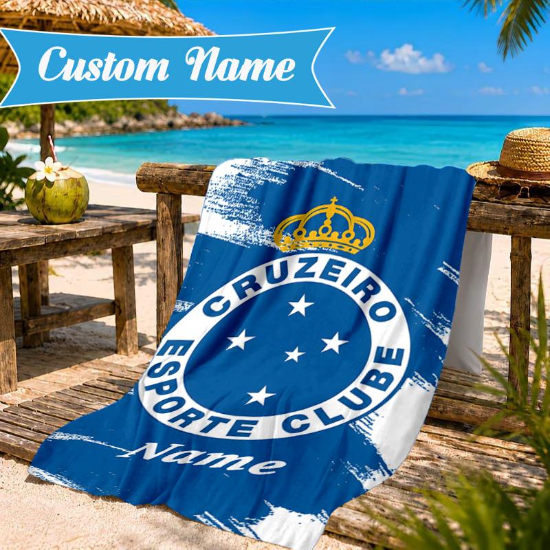 Custom Name Beach Towel Cruzeiro Power Microfiber Beach Towel, Lightweight for Summer Travel, Swimming Pool Fan Birthday Gift