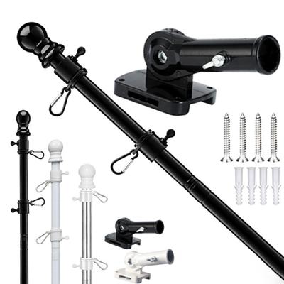 1 Set Wall Mount Flagpole 45720 Sections 360 Degrees Rotating Tangle-Free Ring