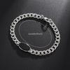 Fashionable Black Oval Chain Bracelet Personalized Men's Trendy Charm Jewelry Punk Casual Party Bracelet