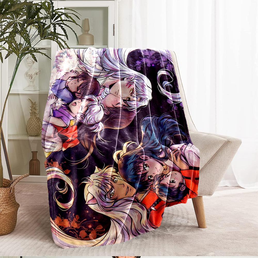 Inuyasha Theme Printed Blanket - Perfect for Couch, Bed, Travel & Outdoor Use | Machine Washable, Cozy & Durable.