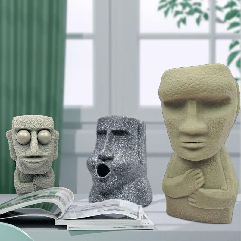 Stone Man Candle Mold DIY Plaster Ornament Cake Mold Rock Figure Resin Silicone Mold Candle Making Kit Silicon Molds