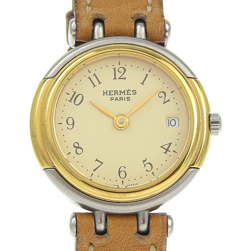 Hermes Windsor Watches beigeDial Stainless Steel/leather Quartz Analog Display Women Used