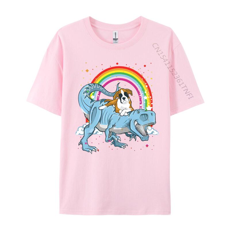Boxer reitet Dinosaurier T Rex Hundeliebhaber T-Shirt Lustige Herren T-Shirts Baumwoll-T-Shirts Fitness Lustige T-Shirts Herren