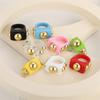 iF ME Chunky Aesthetic Large Colorful Golden Bead SquareTransparent Resin Acrylic Rings for Women Girl DIY Knuckle Party Ring Jewelry