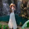Thailand Chiang Mai Travel Sexy Halter White Suspender Dress Women's Waist Temperament Seaside Beach Photo Dress