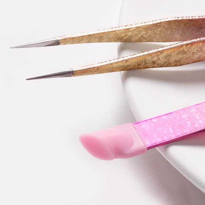 Double Ended Silicone Nail Art Tweezers with Pressing Head Nail Stickers Rhinestones Pick Up Clip Eyelash Extension Makeup Tools