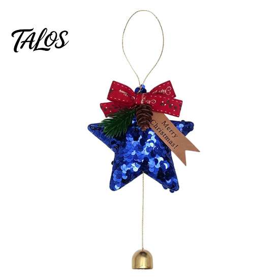 Kerstcadeau voor Vrienden Glanzende Ster Bel Ornamenten, Pailletten Hangende Decoratie met Strik Dennappel Decoratieve Huis Kegel, Sprankelende Kerstboom Hanger