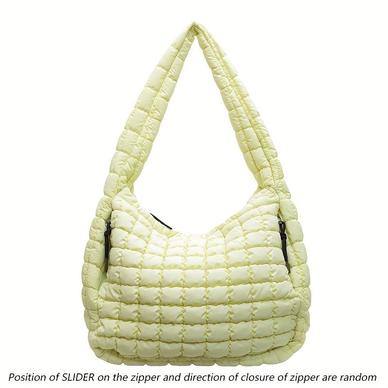 Large Capacity Quilted Shoulder Bags for Women Solid Color Winter Fashion Padded Quilted Hobo Bags