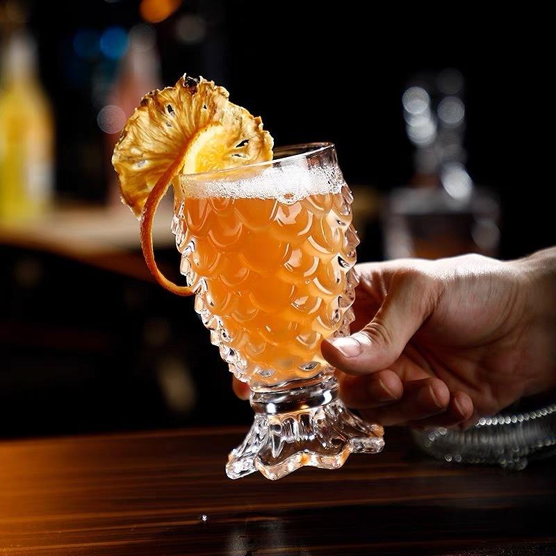 Cupă de cocktail cu sirenă Petrecere de absolvire în stil vintage Băutură pahar de vin Ananas Pahar de cocktail 3D solzi de pește cana TIKI în relief