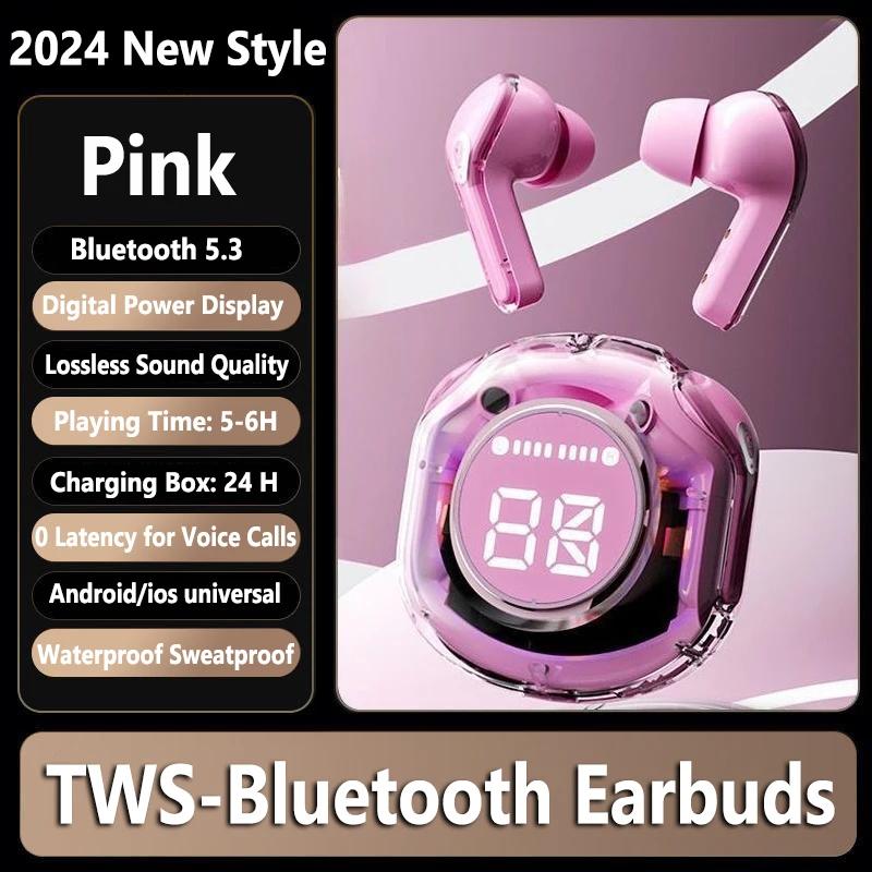 

T8 TWS игровые наушники Bluetooth 5.3 HI-RES Lossless Music беспроводные наушники-вкладыши спортивные наушники с шумоподавлением ENC розовый