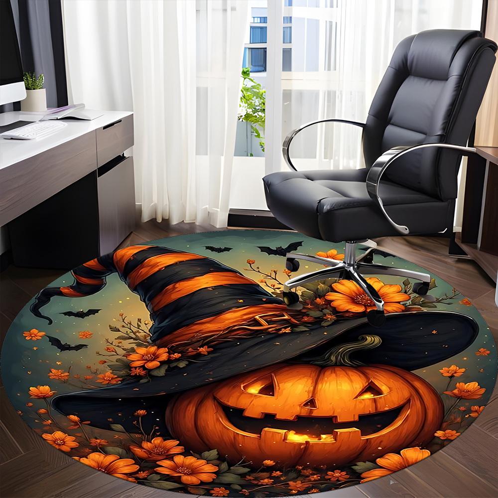 1pc Halloween Pumpkin Hat Chair Carpet for Office, , Non-slip Carpet, Very Suitable for Offices, farmhouses,Outdoor Carpet Yy251120069