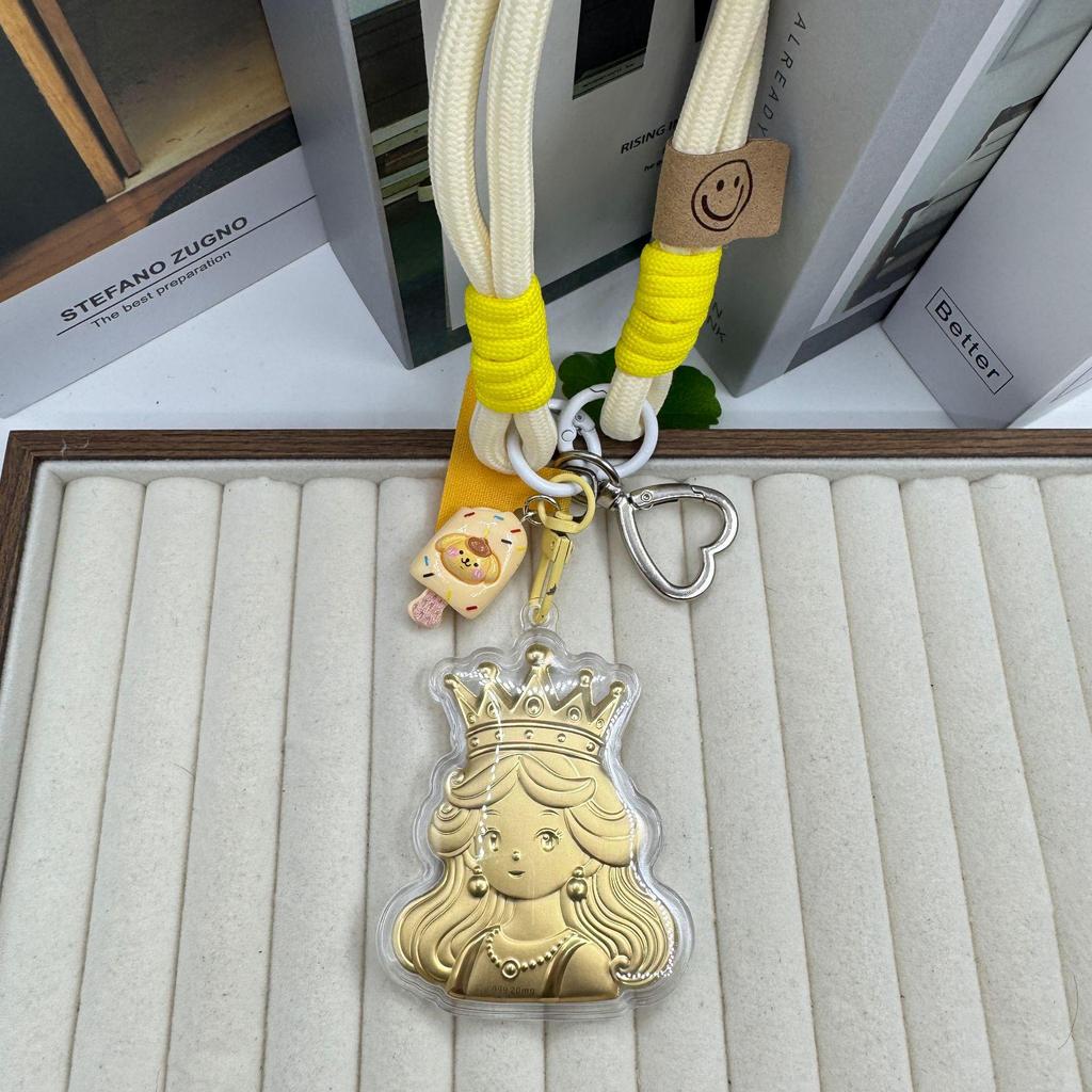 999 Pure Gold Princess Phone Charm - Cute Anime Keyring & Pendant