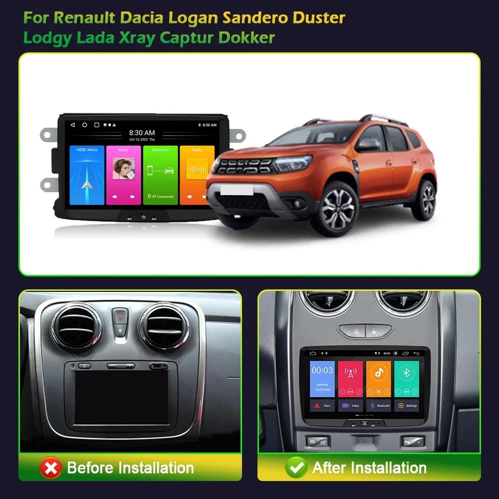 8inch For Renault Dacia LOGAN Sandero Duster Lodgy Lada Xray Captur Dokker Car Radio Multimedia Wireless Carplay Stereo Screen