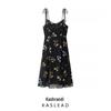 2025 Spring Women's Casual Retro Floral High-Waist Dress