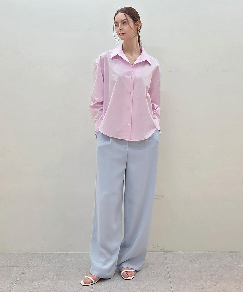 YUJEEOT Light Blue Single-Pleat Wide Pants