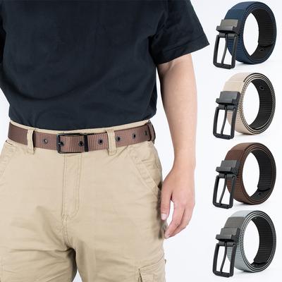 New Men's Rotatable Alloy Needle Buckle Belt with Double-sided Tank Pattern Body, Men's Casual Versatile Belt