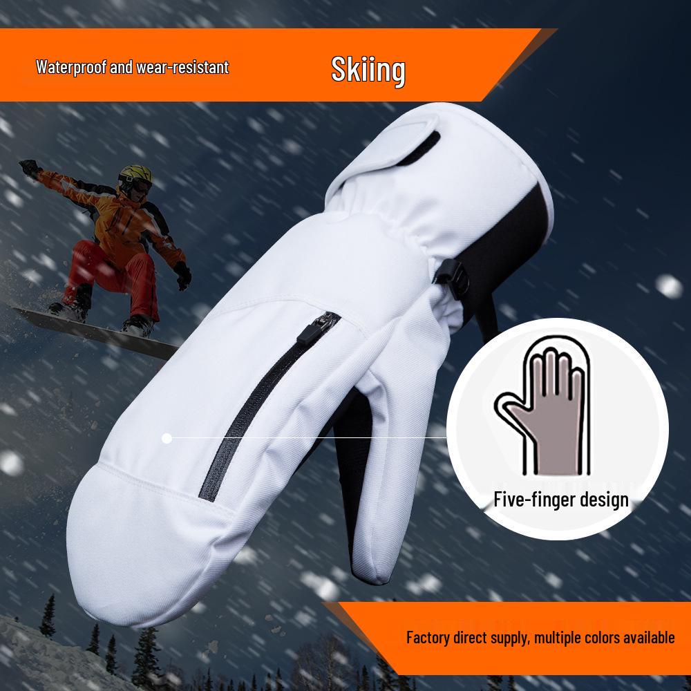 Waterproof Winter Ski Gloves: Durable, Warm, Touchscreen-Compatible, Single & Double Board Five-Finger Mittens.