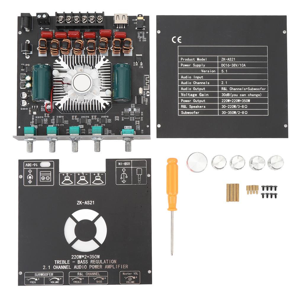 2.1 Channel Bluetooth Power Amplifier Board 220Wx2 350W Treble and Bass TPA3255 Chip Digital