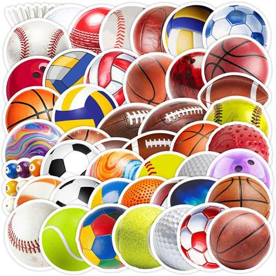 50 Adesivos Esportivos de Grafite à Prova d'Água: Conjunto Decorativo de Futebol, Basquete, Rugby
