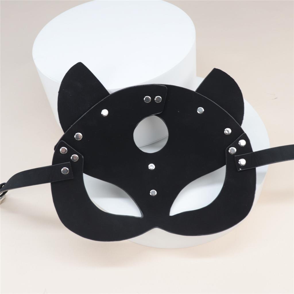 Máscara de Gato de Cuero para Hombre Cosplay Anime BDSM Halloween Máscara Vegana Hombre Sexy Fiesta Rave Punk Fetichismo Steampunk Máscara de Baile de Máscaras Carnaval