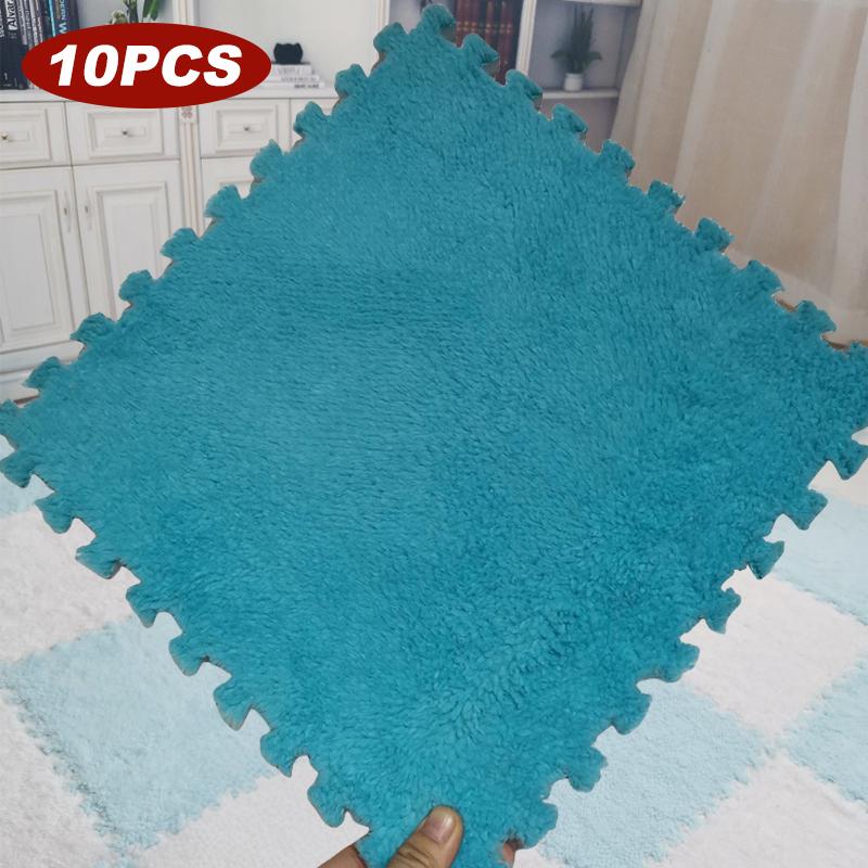 10PCS Soft Plush Activity Play Mat Reusable EVA Foam Puzzle Carpet Children Room Keep Warm Non-slip Floor Mat Washable 30*30*1CM