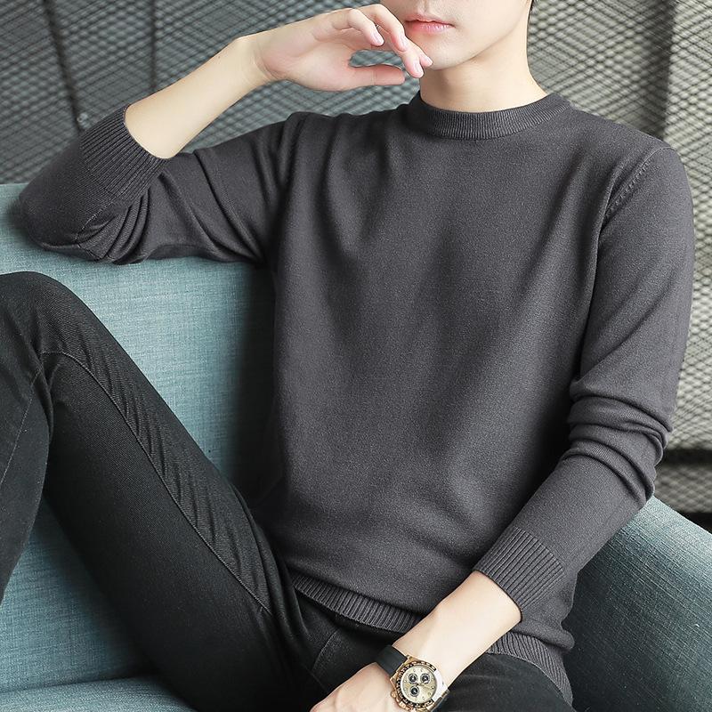 Men S Solid Color Long Sleeve Knit Pullover Sweater