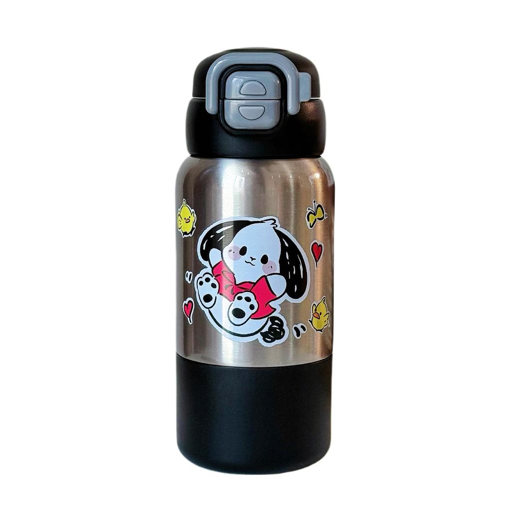 Niedliche Welpen Kinder Thermosbecher 316 Edelstahl Student Doppeltrink-Strohhalmbecher Verdickt Tragbar Tragbar Springbecher