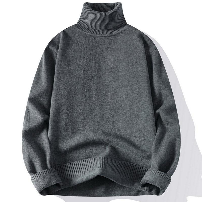 Men S High Neck Fleece Lined Solid Color Knit Sweater Casual Warm Base Layer
