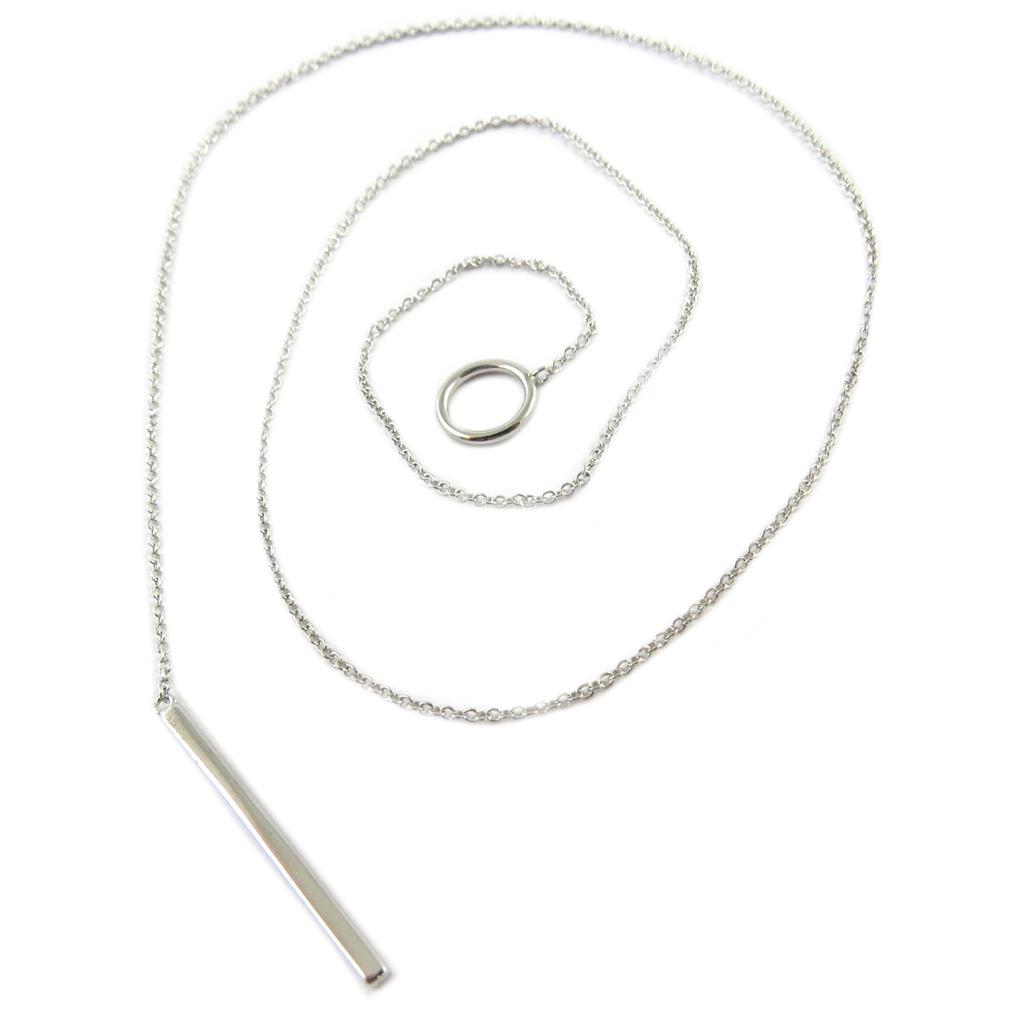 Les Trésors De Lily [Q1074] - Collier Argent 'Chorégraphie' argenté (rhodié) - 47 cm- 30x2 mm