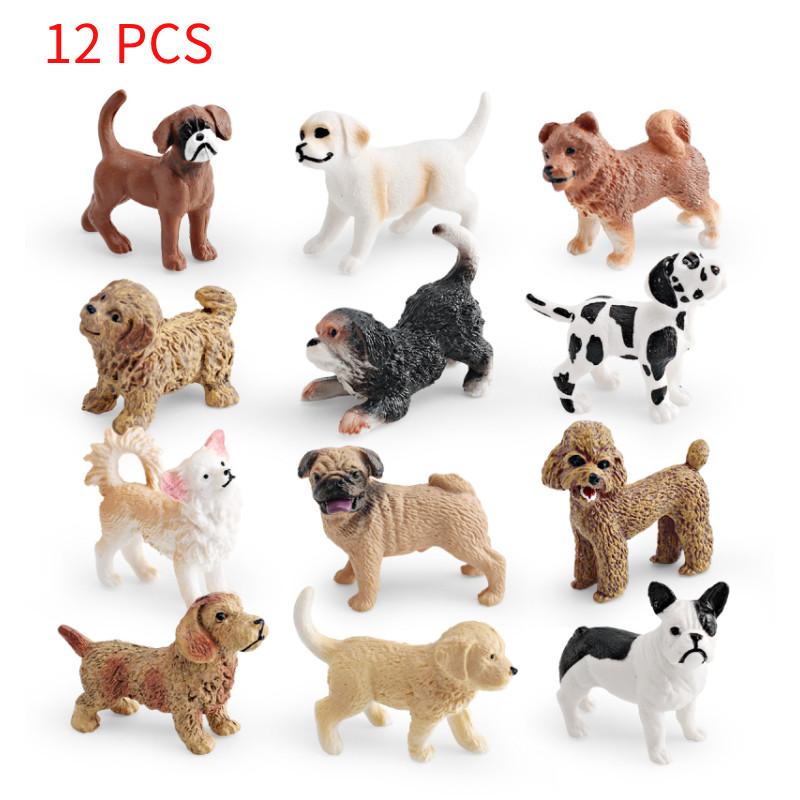 Cute Dalmatian Bulldog Dachshund Chihuahua Golden Retriever Model Ornament Set For Kids And Collectors