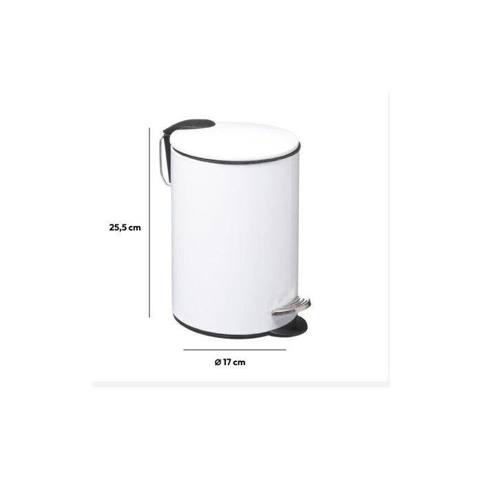 Poubelle métal à Pédale 3 litres Atmosphéra - Blanc