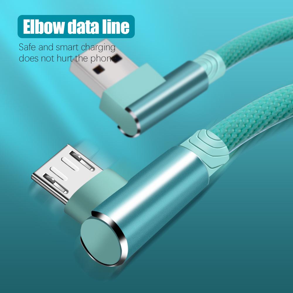 90° Dual-Elbow Fast Charging Cable for Mobile Gaming - Compatible with Apple, Type-C, and Android Devices