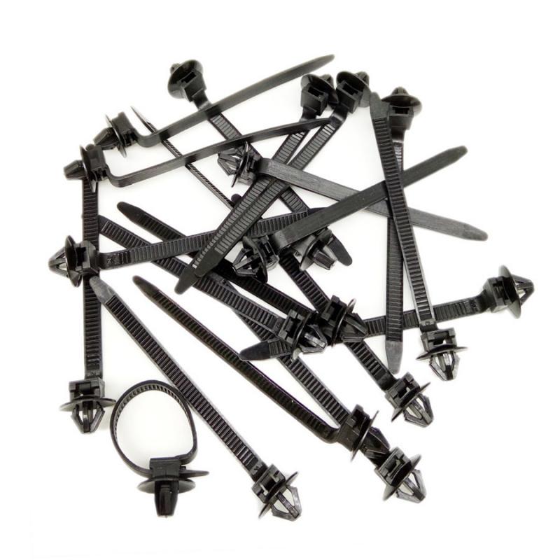150Pcs Nylon Tie Wrap Fastening Clips +Door Panel Fastener Fixed Screw U-Type