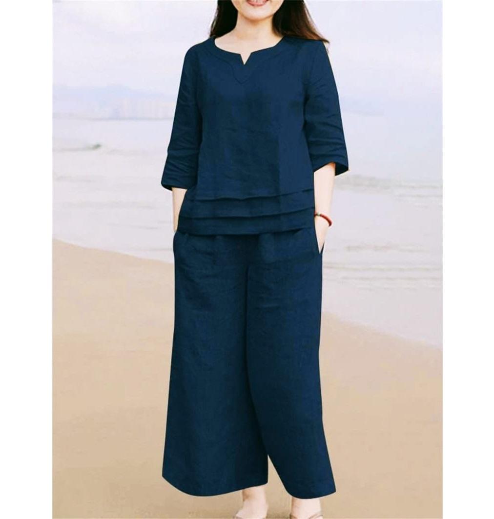 

Индийский дизайнерский хлопковый слаб курта брюки шнурок комплект женский болливудская вечеринка наряд топ туника курти платье 2XL синий